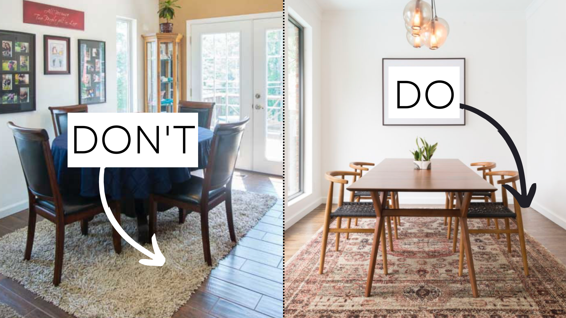 yellow rug in dining room